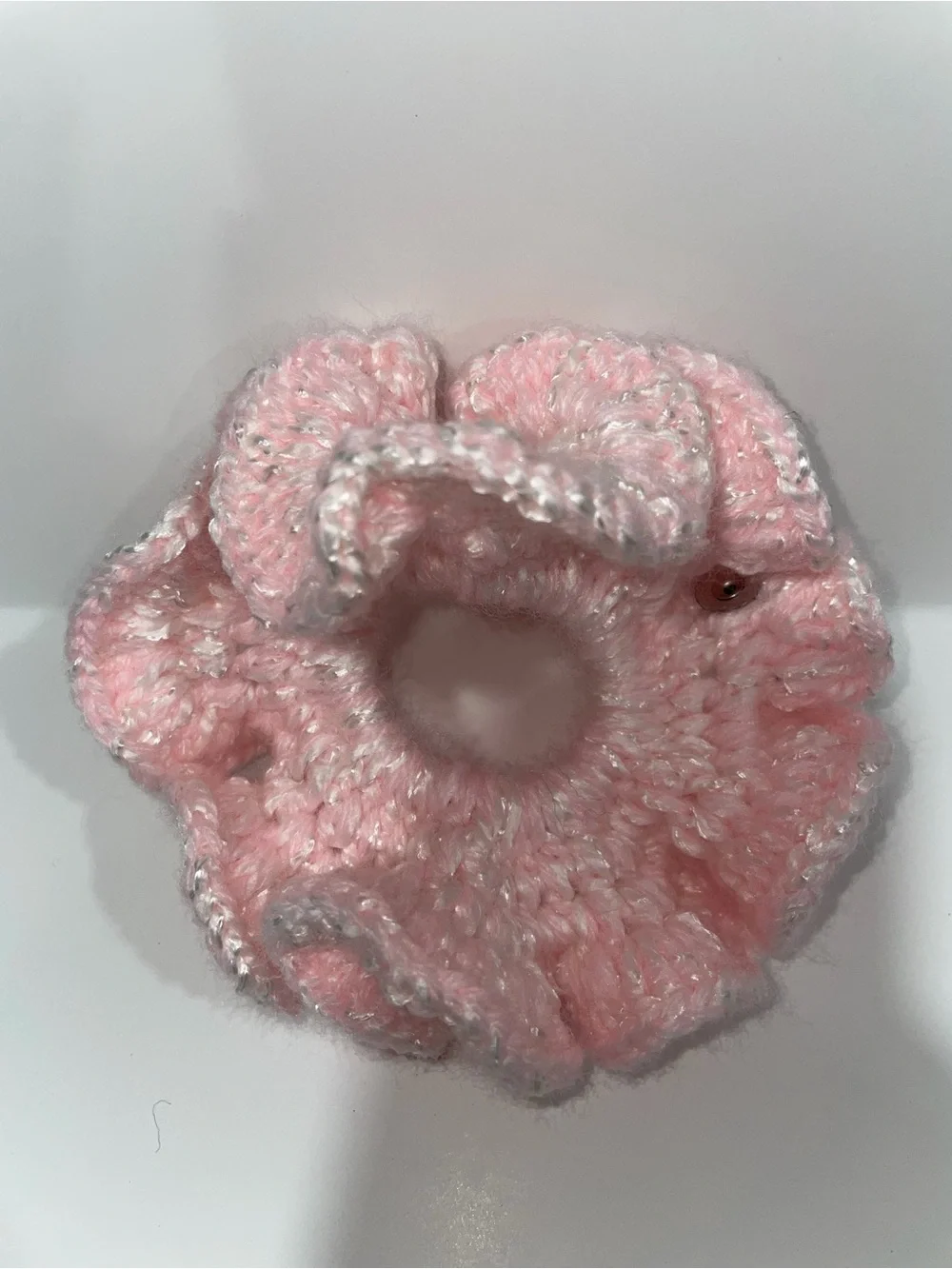 Handmade By Maria (Me) Soft Baby Pink Ruffle Crochet Hair Scrunchie